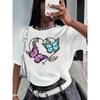 Women'S Butterfly Love Print T-Shirt - Vibrant Colorful Design, Casual Round Neck Short Sleeve Top