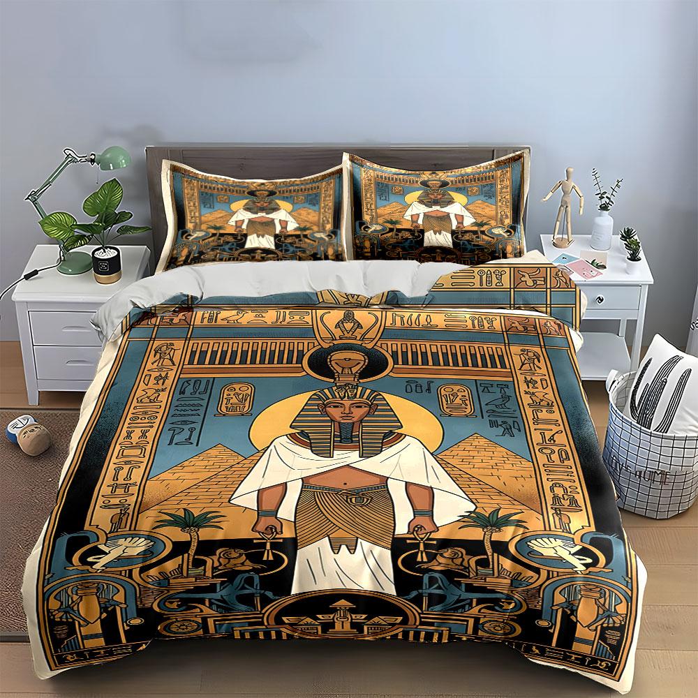 Egyptian Pharaoh Bedding Set Bedding Duvet Cover Set Duvet Cover Pillowcases (1 * Duvet Cover 2 * Pillowcases, Without Duvet Insert)