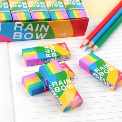 Regenbogen Radiergummis, Ultra-Sauberer Rückstandsfreier 2B Radiergummi mit Griff zum Schreiben und Zeichnen, Geeignet für den Schulgebrauch durch Kunststudenten