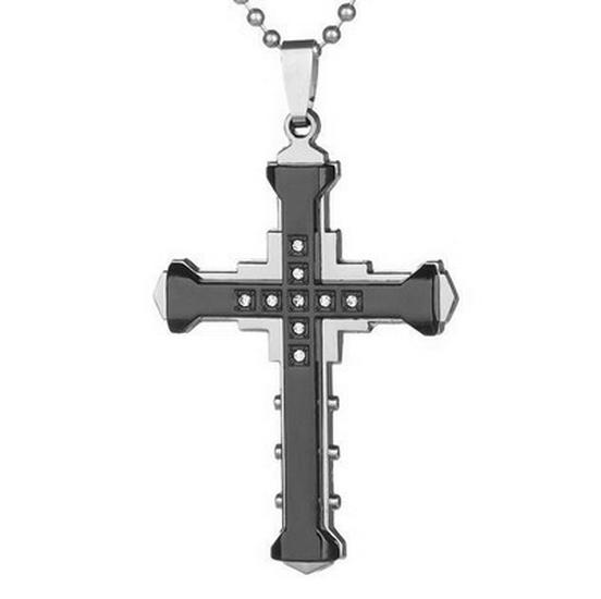 2024 Dark Knight Men's Diamond Cross Pendant Necklace