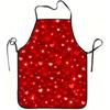 A Red Heart-shaped Glitter Print Apron, Durable and Easy To Clean, with an Adjustable Waistband, Made of Polyester. Suitable for Kitchen Cooking, Gard