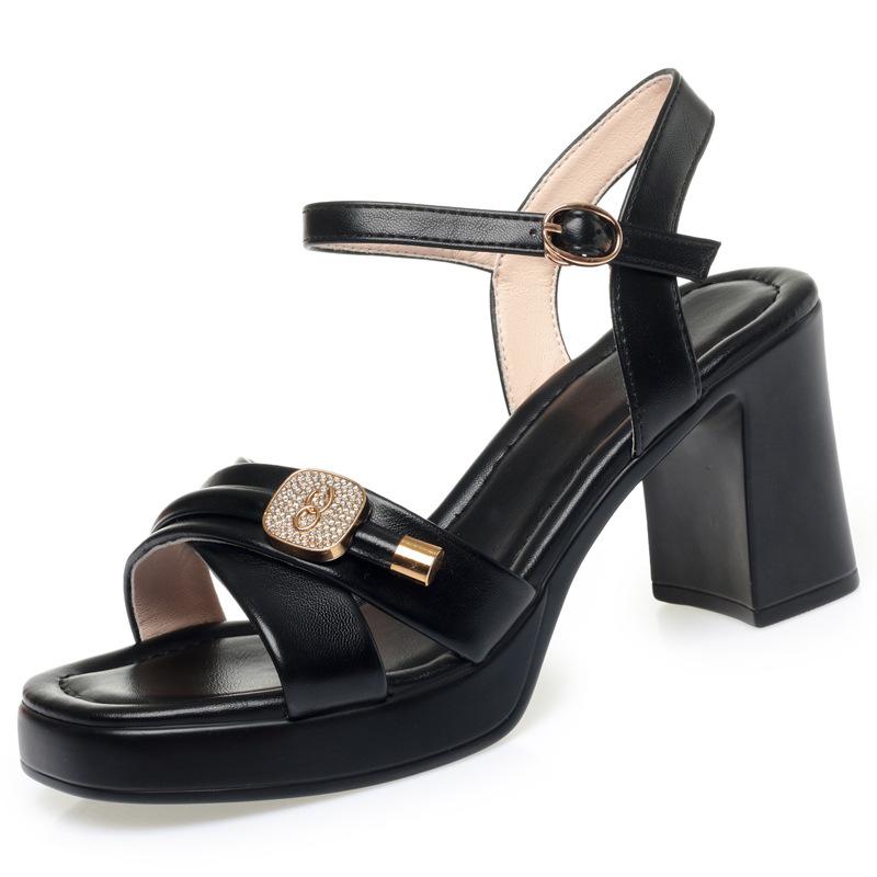 Fashion High Heel Sandals For Women In Summer Wear Single Buttoned Women's Shoes To Work Without Tiring Feet For Women's Shoe With Skirt