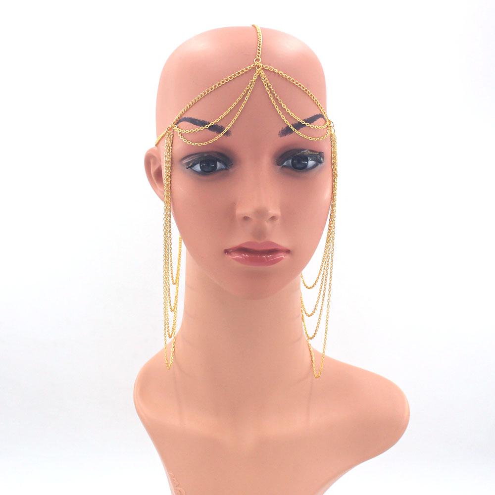 European & American Fashion Head Chain with Metal Tassel - Women's Muslim Hijab Jewelry Headdress
