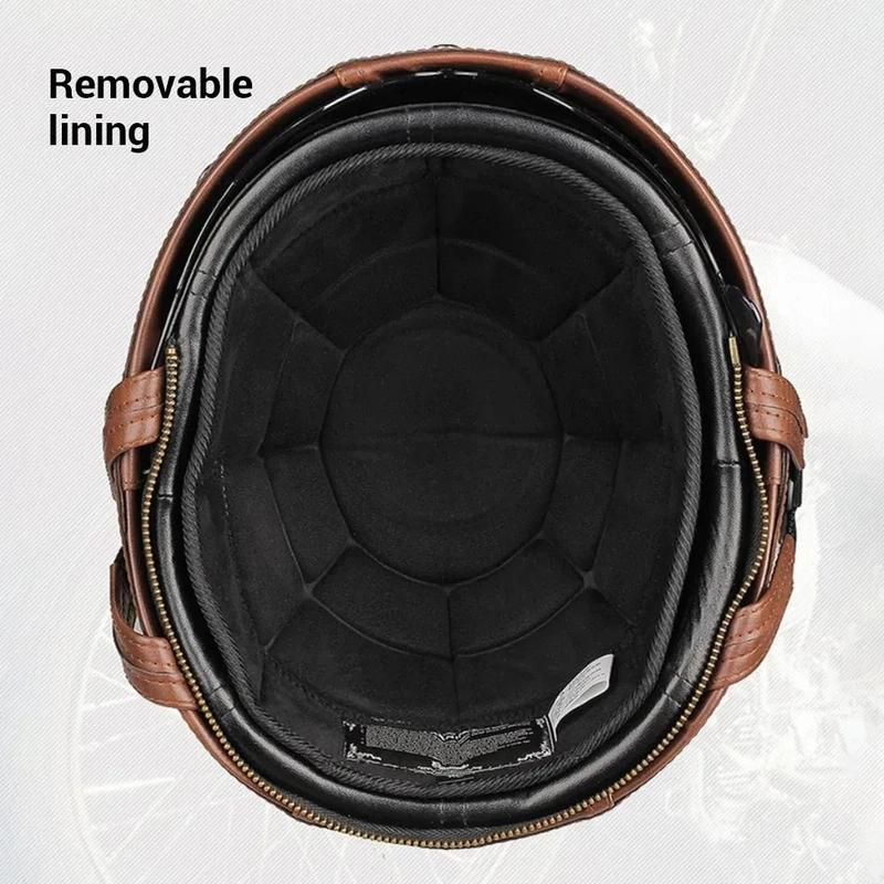 Motorcycle Helmet Retro PU Four Fashion Helmet Ride Half Scooter Helmet Motorcycle For Men And Women