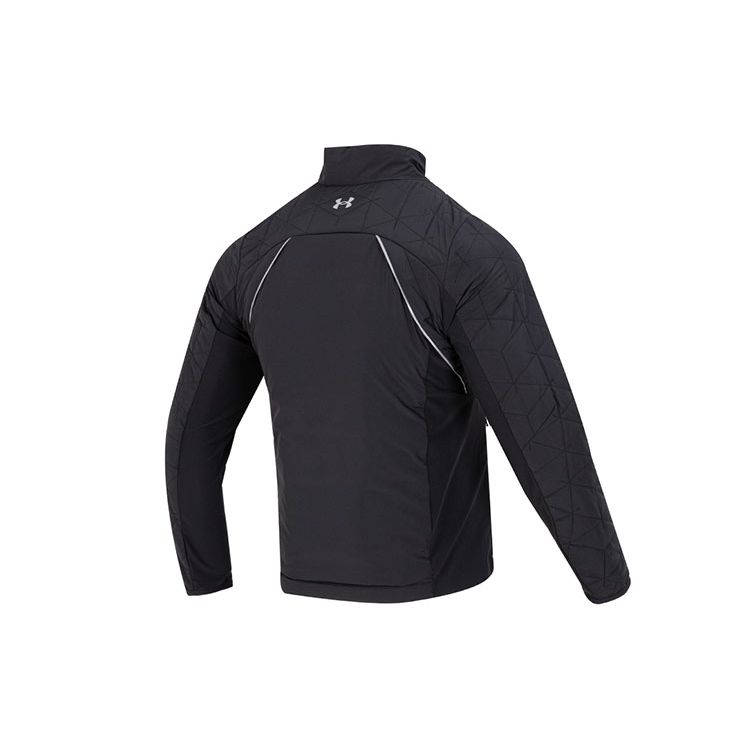 Under Armour Cg Reactor Vlap Golf Hybrid Solid Logo Print Sports Casual Stand Collar Warm Cotton Jacket Men Jacket Black 1364642-002