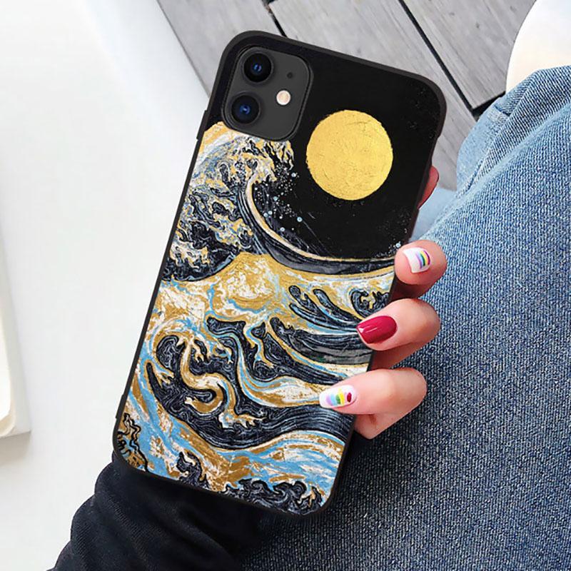 Anime Kanagawa Big Waves Ocean Wave Phone Case For iPhone 16 15 14 11 12 13 Pro Max Mini X XS XR 7 8 Plus SE Shockproof Cover