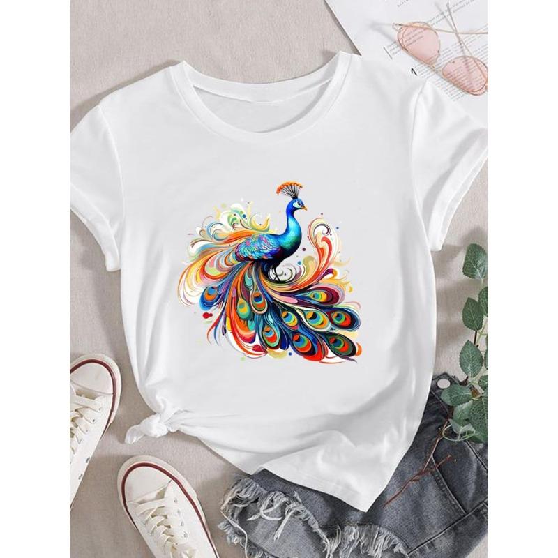 (European Size) 90s Women Love Heart Style  Lovely Trend Short Sleeve Fashion Clothing Casual Tshirt Female Print Lady Tee Top Graphic T-shirts