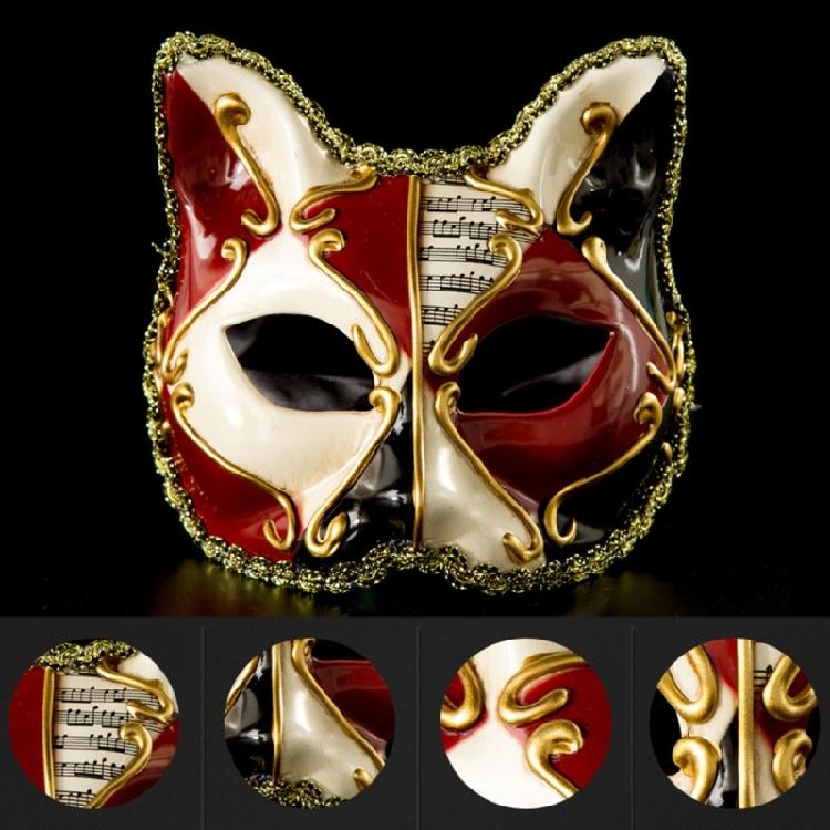 Anspruchsvolle venezianische Katzenmaske für Maskeraden, Mardi Gras, Vintage-Halbmaske für Erwachsene und Partybegeisterte