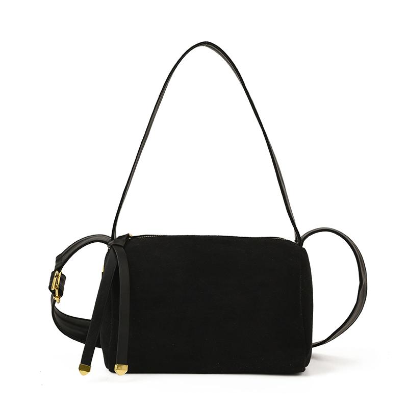 

Fashi Faux Suede Solid Color Crossbody Bags Retro Sewing Thread Casual Versatile Bags High Quality Sweet Women s Shoulder Bags чёрный