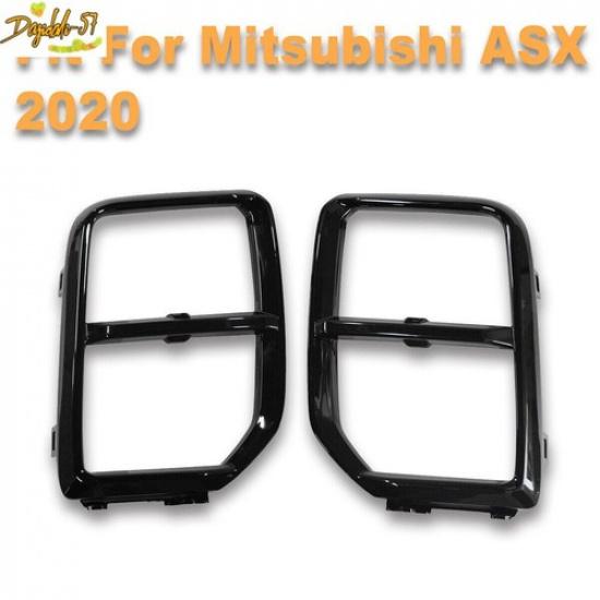 Pair Black Front Fog Light Lamp Trim Covers Bezel Fit For Mitsubishi ASX
