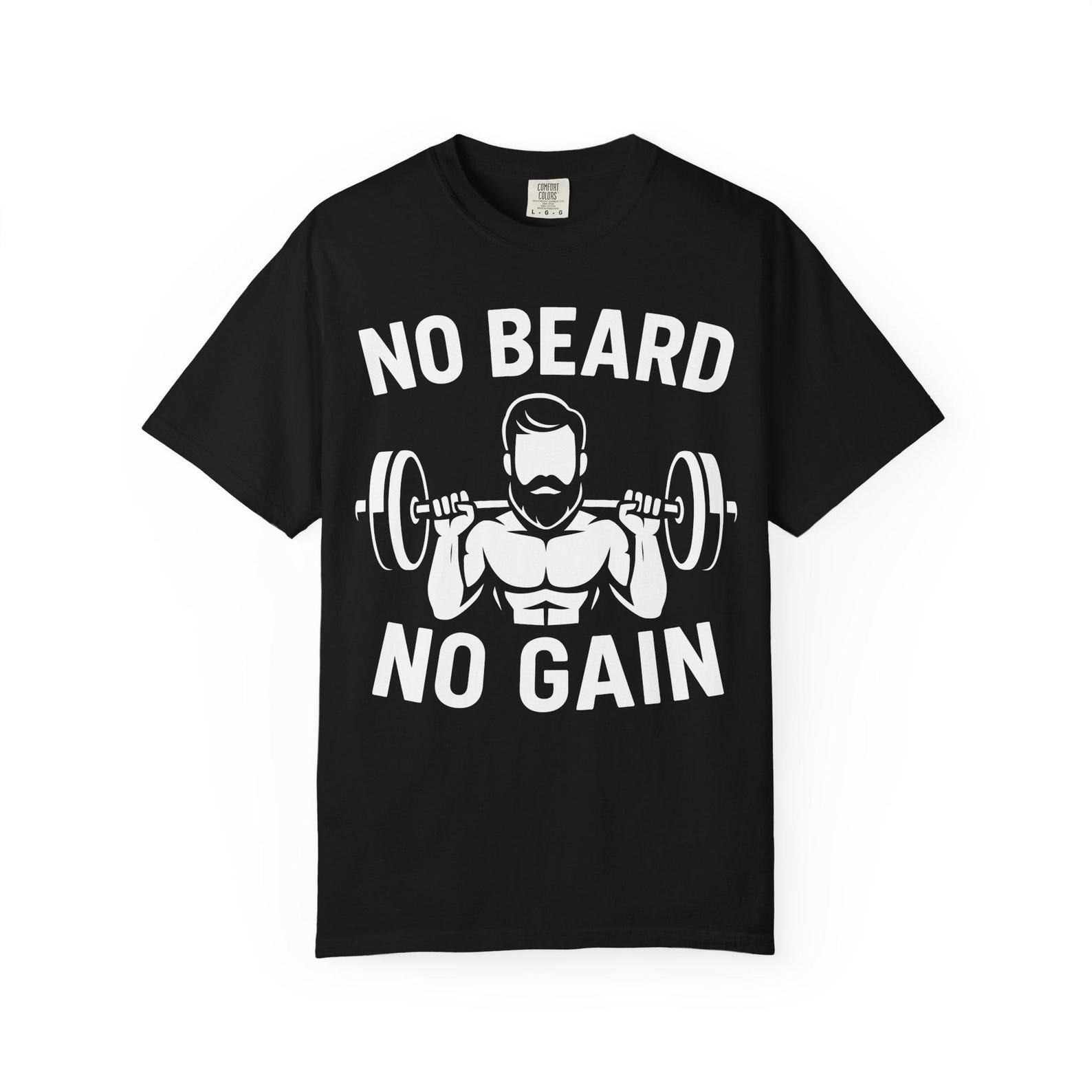 No Beard No Gain T-Shirt: Funny Gym Workout Shirt 4XL