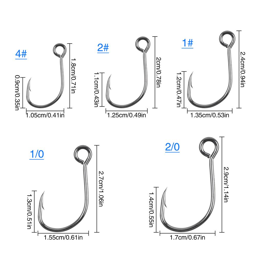 50Pcs Inline Single Hooks Replacement Fishing Barbed Hooks for Fishing Spoon Spinner Lures Baits Inline Circle Hooks
