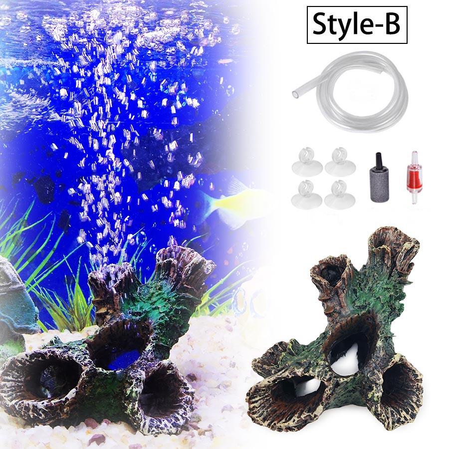 Baumhaus-Design Harz Aquariumhöhle - Lebensechtes Fisch- & Garnelenversteck mit Fluchtloch | Aquarienlandschaftsdekoration