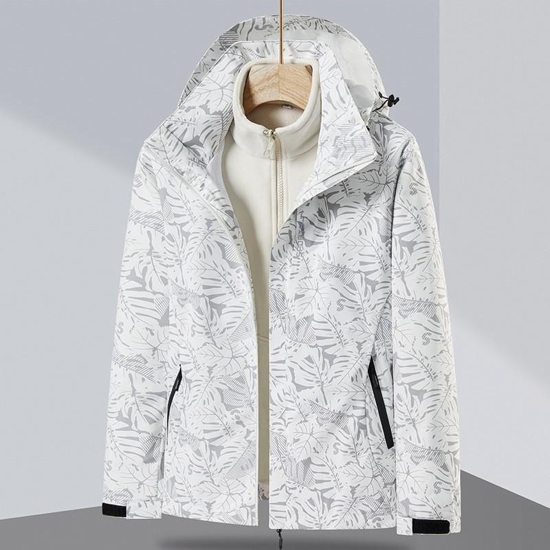 Mens Womens Camouflage 3-in-1 Detachable Winter Outdoor Jacket With Fleece Liner Windproof Waterproof Skiing Hiking