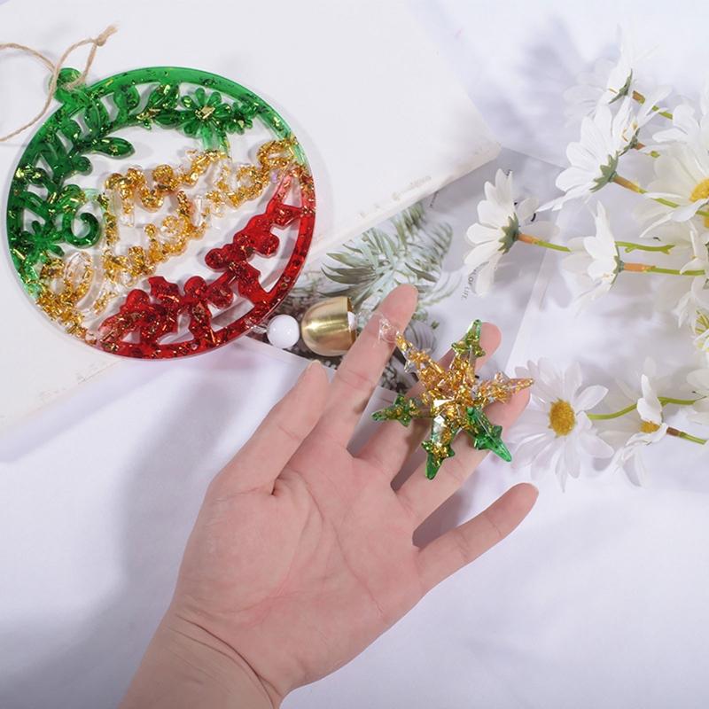 Diy Christmas Elk Snowflake Crystal Epoxy Mold Pendant Wall Hanging Curtain Wind Chime Mirror Surface Silicone Mold
