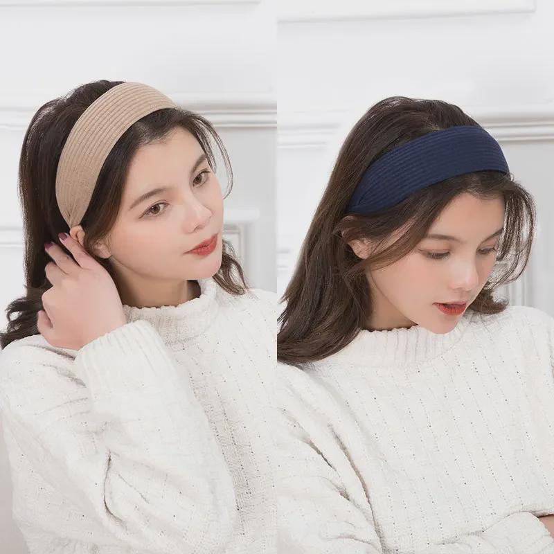 Mori Girl din țesătură coreeană Bentita cu boruri largi pentru femei - Accesoriu pentru păr de culoare uni