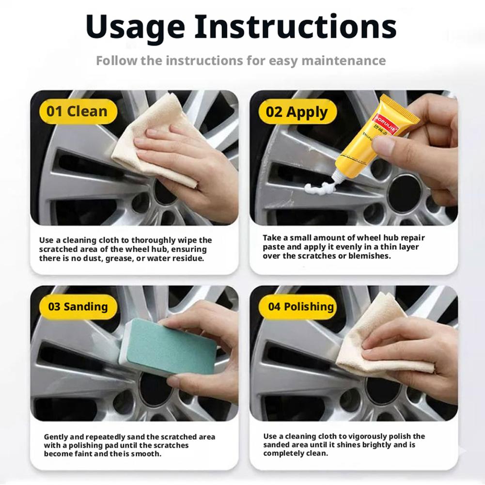 Car Wheel Polishing Compound Paste, Heavy Duty Metal Polish for Alloy Rims, Remove Rust, Oxidation & Brake Dust, Restore Deep Shine & Luster