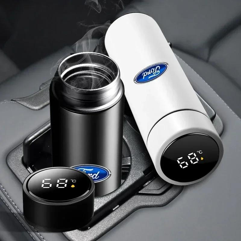New 2026 Car Sticker 2025 Hot For Ford Intelligent Car Thermos Cup Tea Coffee Vacuum Flask Temperature Display Water Bottle For