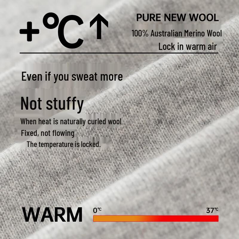 Hengyuanxiang Unisex Thickened 100% Pure Wool Thermal Long Johns