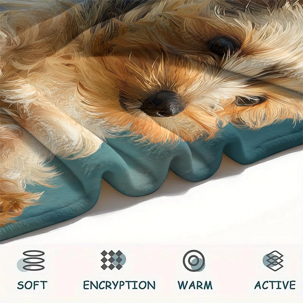 Koc flanelowy ze wzorem Yorkshire Terrier, Wysoka jakość, Komfortowy na wszystkie pory roku, Wystrój domu, Ciepło i komfort, Idealny na prezenty.