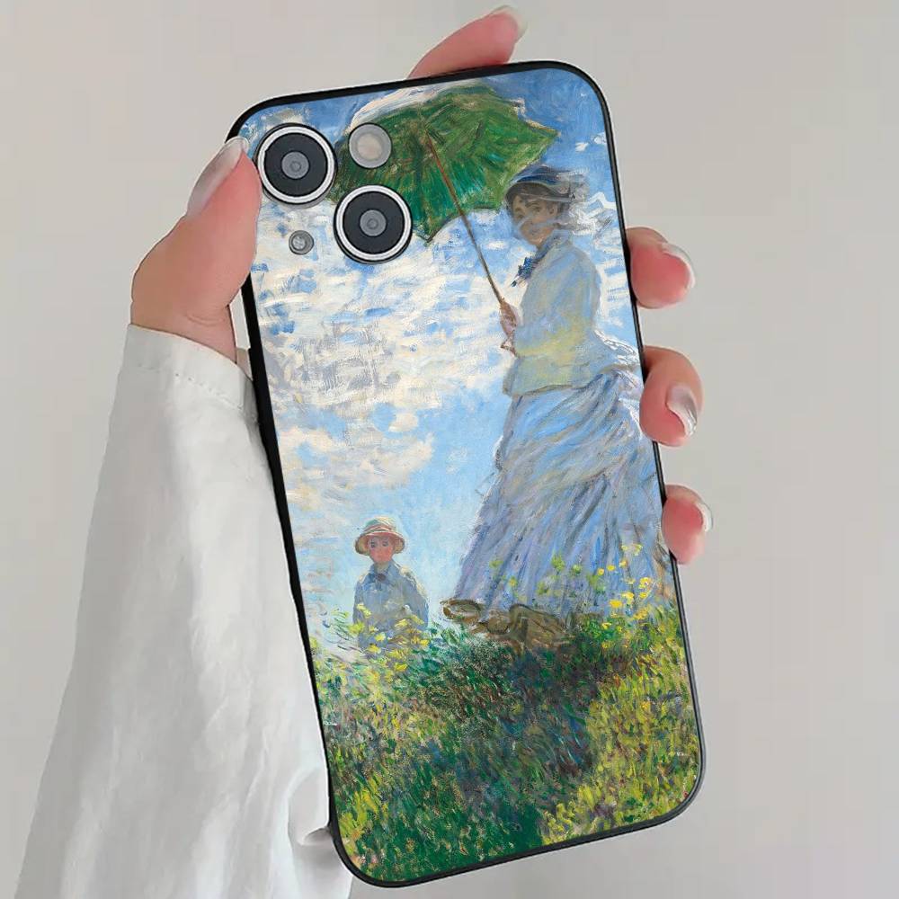 C-Claude M-Monet Art Style Phone Case Cool Black Silicone Soft For IPhone 16 15 14 13 12 11 X XR Plus Pro Max Plus