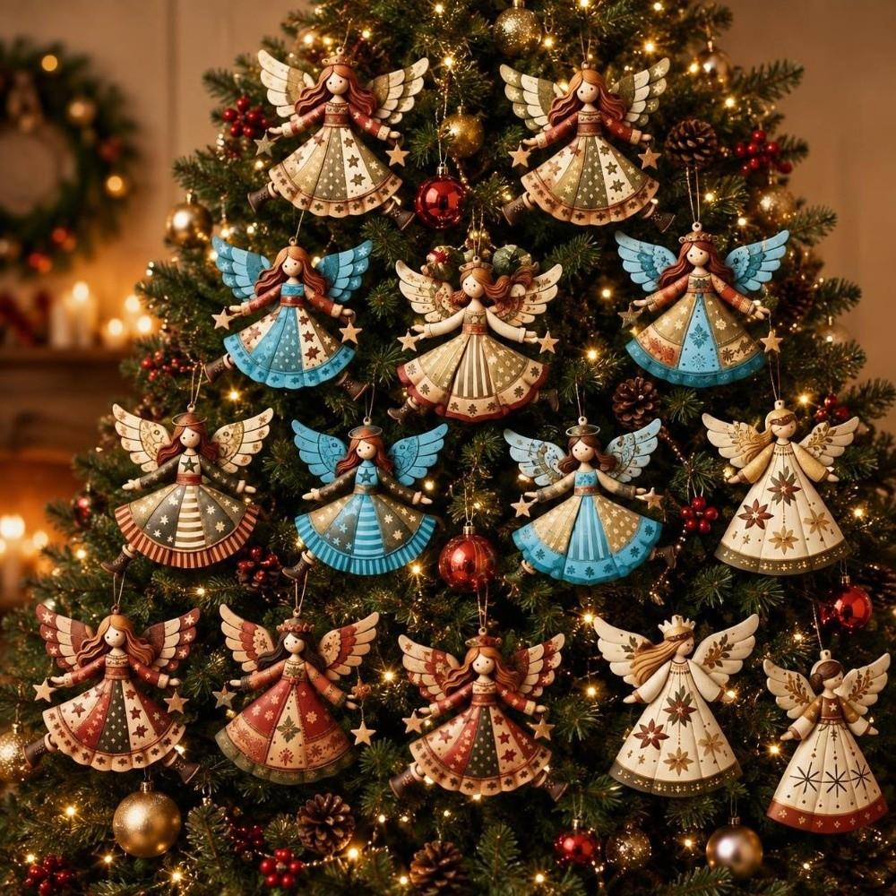 1 pcs DIY Crafts Wooden Christmas Tree Decor 1D Flat Colorful Design Girl-Shaped Pendant Ornaments Xmas Decor Xmas