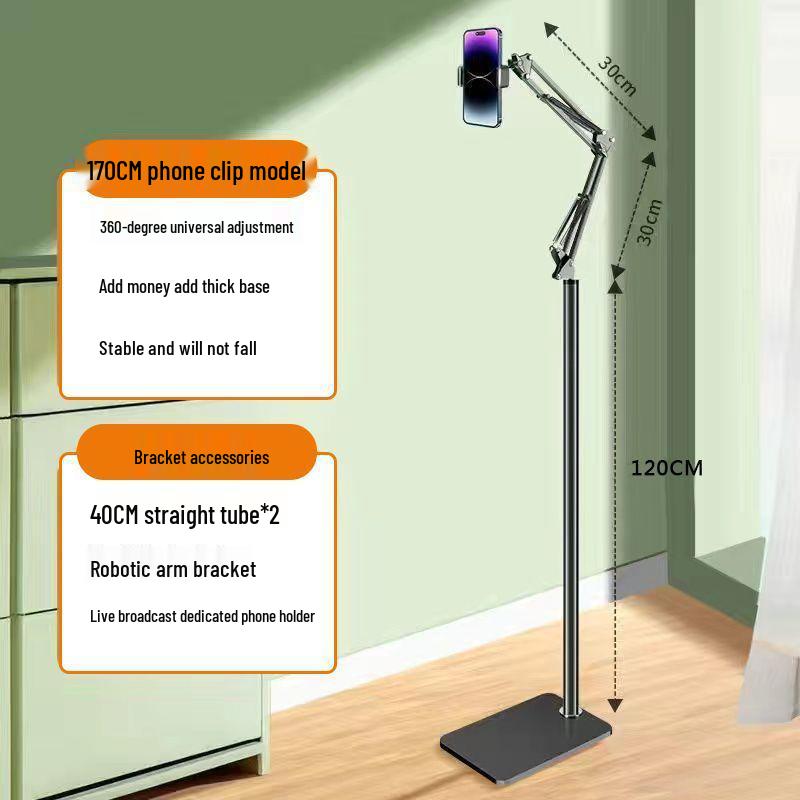 

Adjustable Floor Stand for Tablets and Phones – Ideal for Streaming & Binge-Watching at Home or Dorm 130CM Floor Stand with Reinforced Base