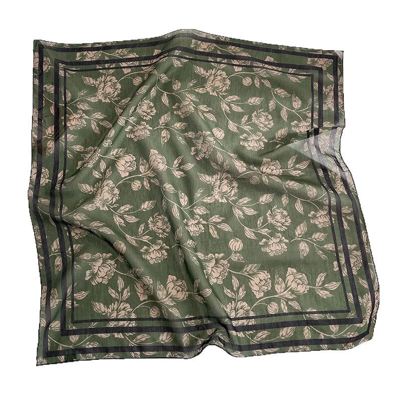 New silk pure cotton blended 71 square scarves, spring and autumn versatile decorative thin high-end light luxury silk cotton silk scarves
