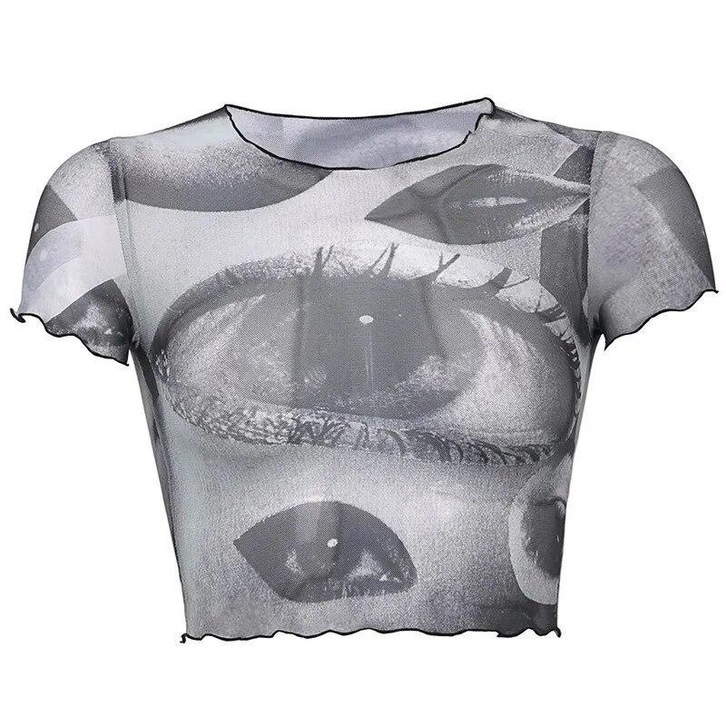 Y2k Women's Round Neck Sexy Summer Street Short Sleeved Open Navel Top