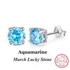 ORSA JEWELS 925 Sterling Silver Birthstone Stud Earrings for Women Sparkling Heart Cut CZ Small Earrings Birthday Gift APE32
