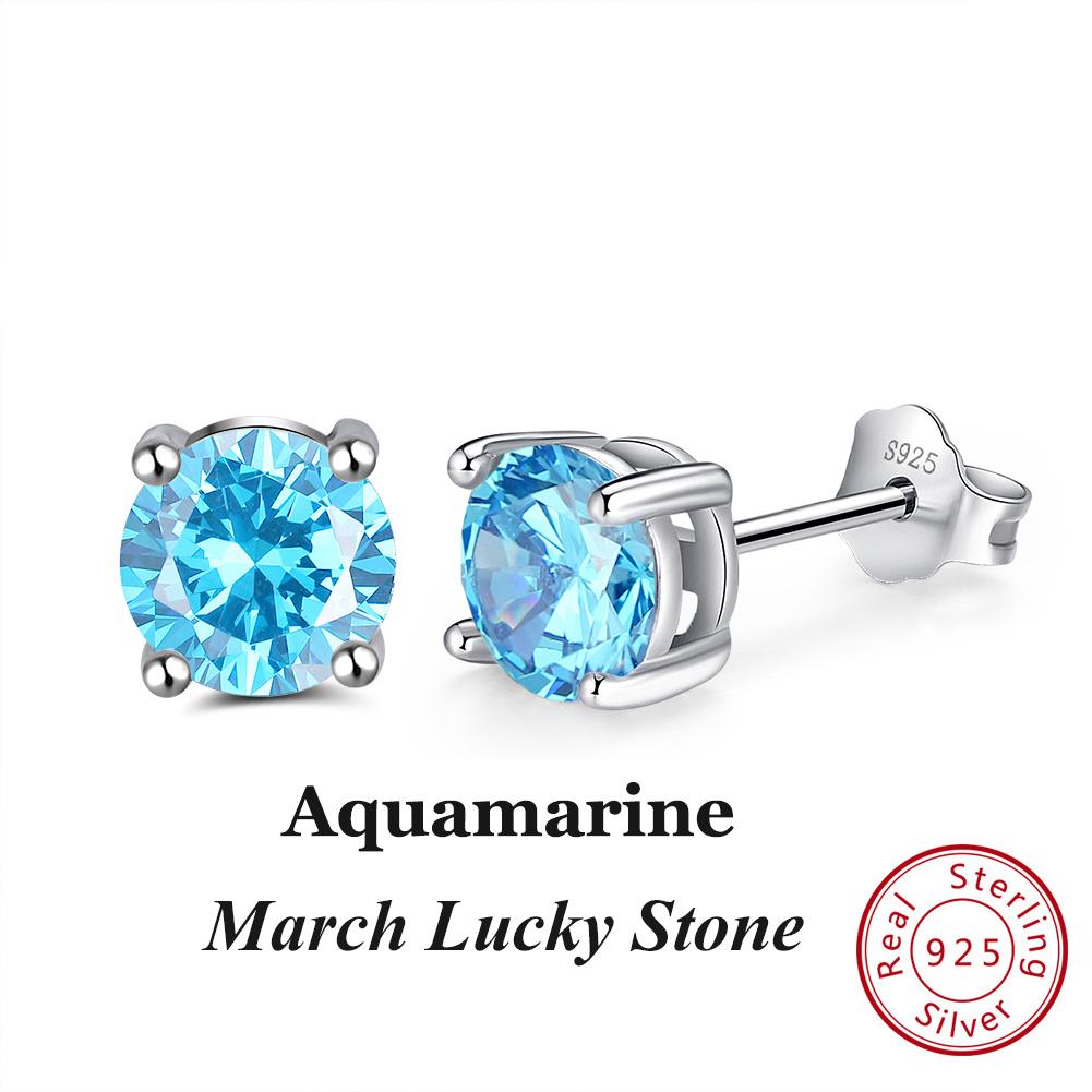 ORSA JEWELS 925 Sterling Silver Birthstone Stud Earrings for Women Sparkling Heart Cut CZ Small Earrings Birthday Gift APE32