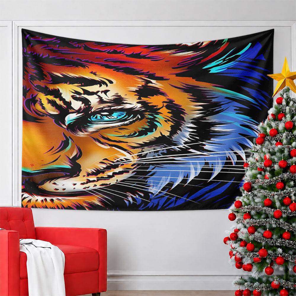 Colorful Tiger Eye Illustration Pattern Wall Hanging Tapestry Decorative Tapestry Home Decor for Bedroom and Living Room