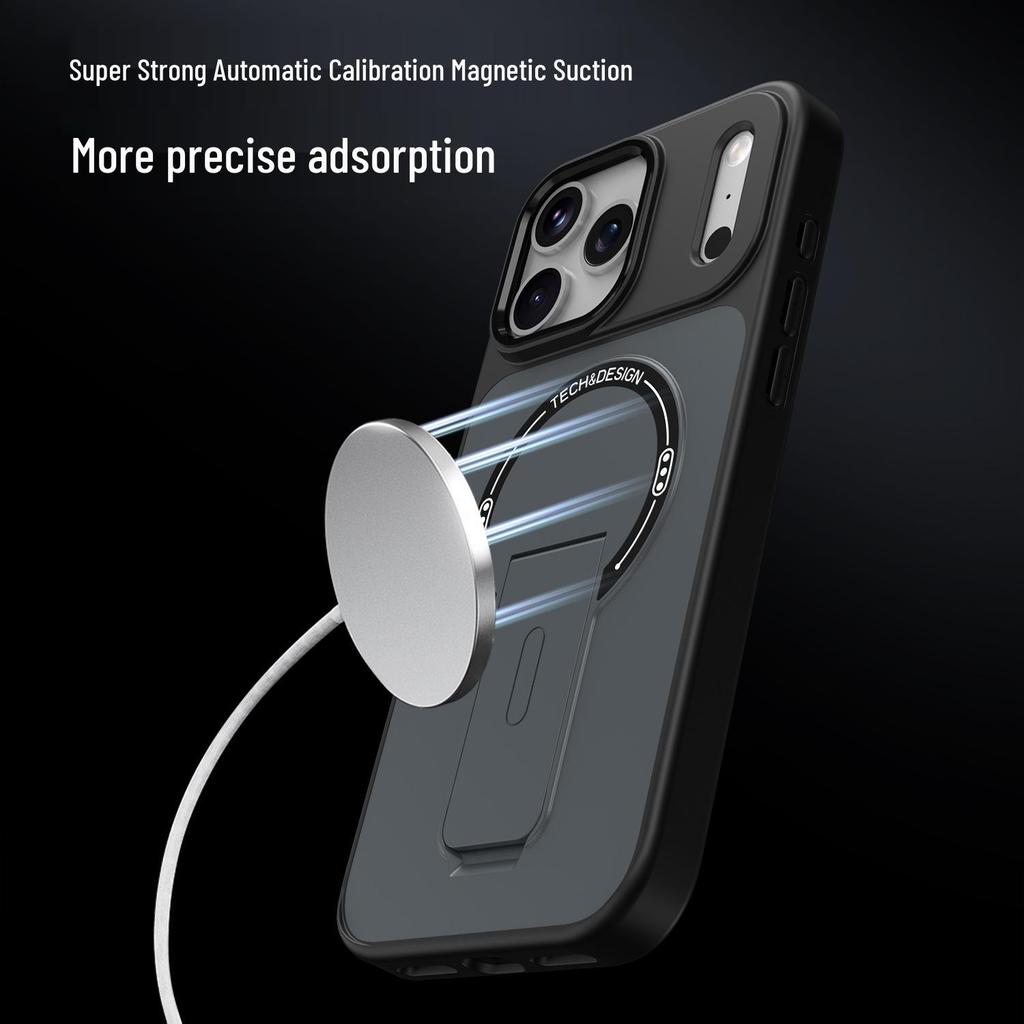 Magnetic Folding Stand iPhone 17 Case, Skin-Feel Matte Protective Cover for 16 Pro Max