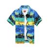 Hawaiian men's printed short-sleeve shirt, large summer beach shirt, loose casual seaside surfing beachwear