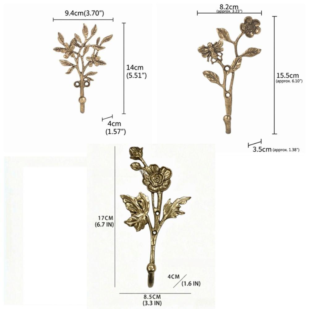 Golden Finish Leaf Shaped Wall Hooks Sturdy Alloy Stable Structure Alloy Wall Hooks Elegant Design Strong Bearing