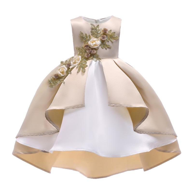 Little Girl Red Sleeveless Pleated Embroidered Princess Dress
