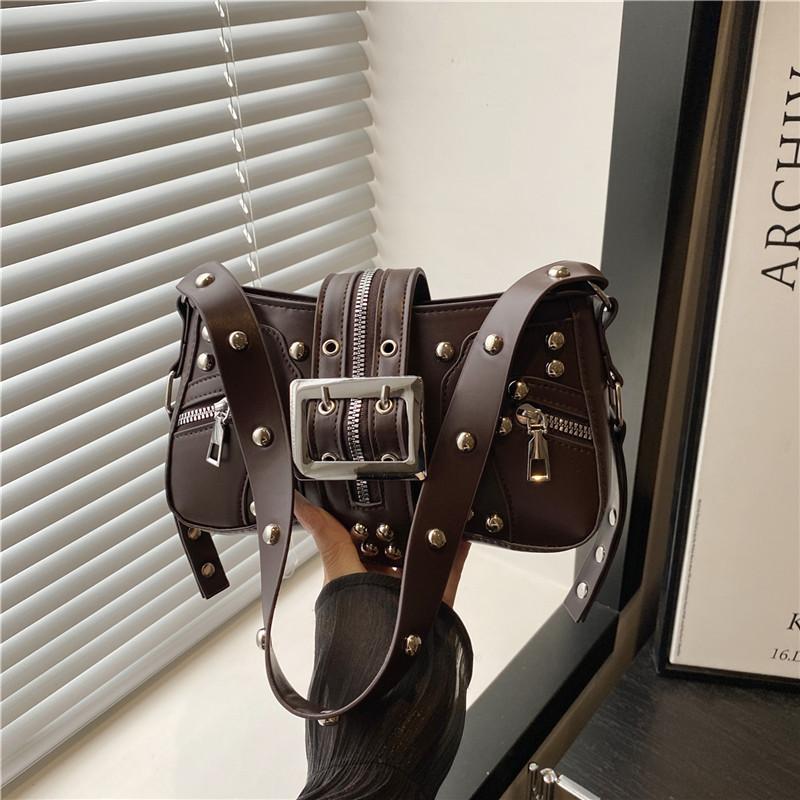 Locomotive punk rivet belt bag locomotive style shoulder armpit bag retro bag female messenger bag tide