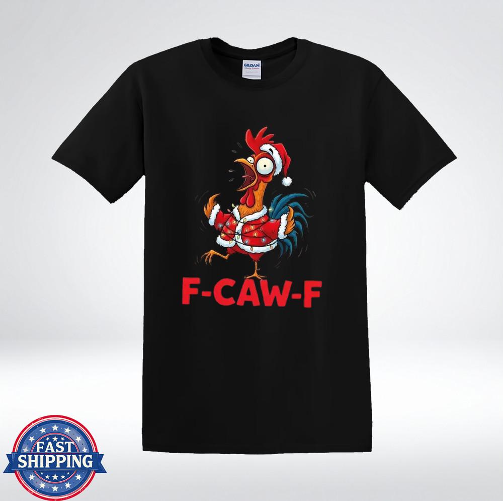 F-CAW-F Xmas Chicken Funny Santa Hat Holiday Humor T-Shirt 4XL