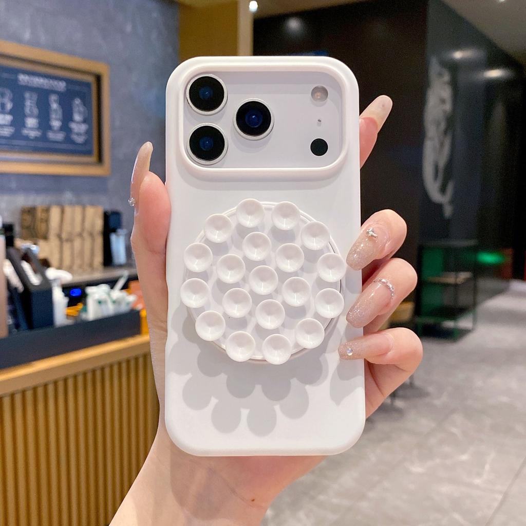 Liquid Silicone 16pro Mobile Phone Case Suction Cup Holder Iphone17 Mobile Phone Case Apple 17pro Portable Protective Case