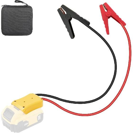 Jumper Cable Clamps For DeWalt 20V Battery Jump Starter, 2.0FT 8AWG Car Battery Jumper Cable With Adapter, Automotive Battery Booster Cable For Tools