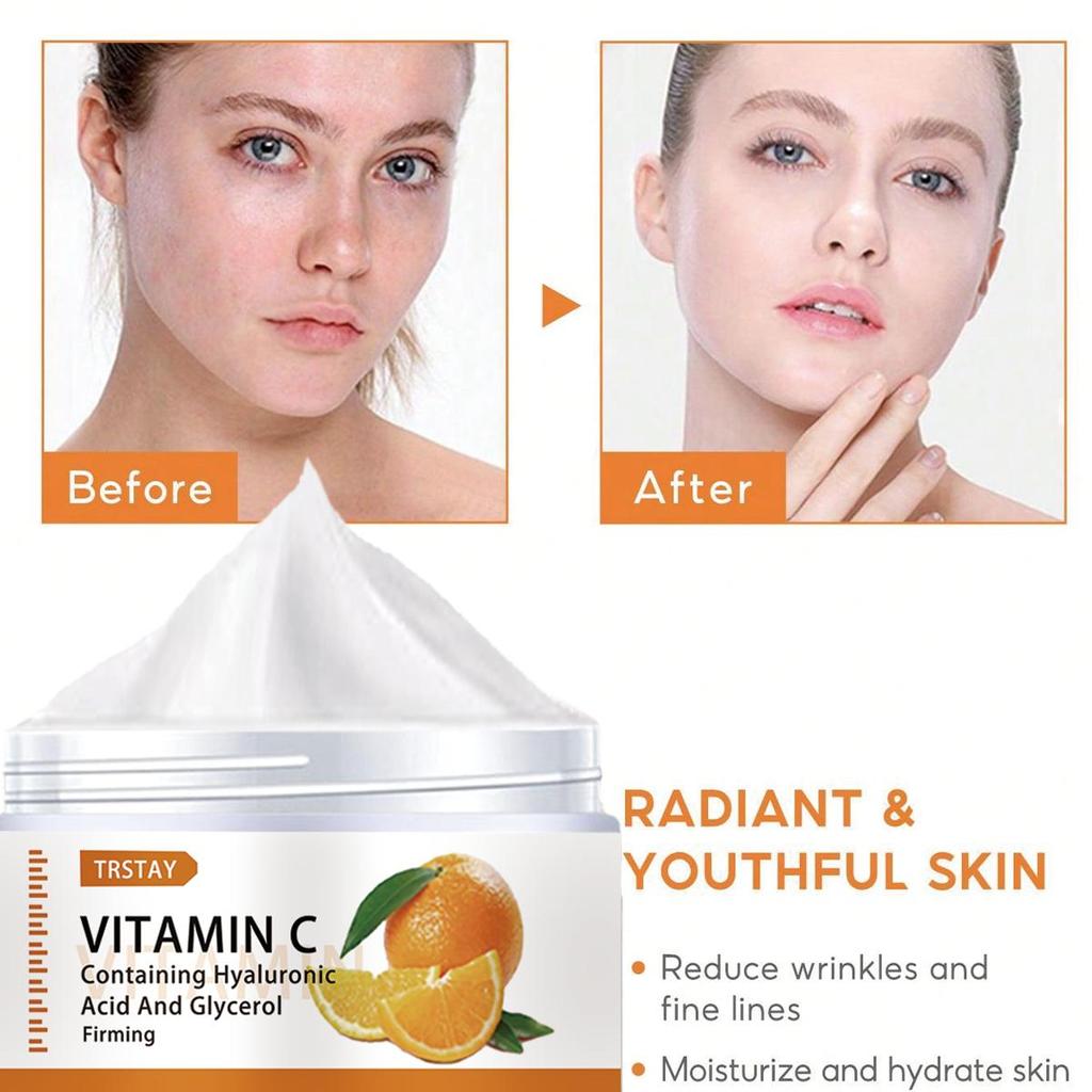 Vitamin C fuktighetsgivende krem ​​lyser opp hudtonen, strammer opp huden, reduserer matthet og reparerer skadet hudbarriere