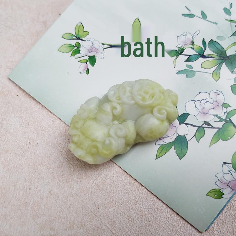 Lantian Jade Pixiu Pendant with Floating Flowers - Yellow Grade A Jade Conference Gift