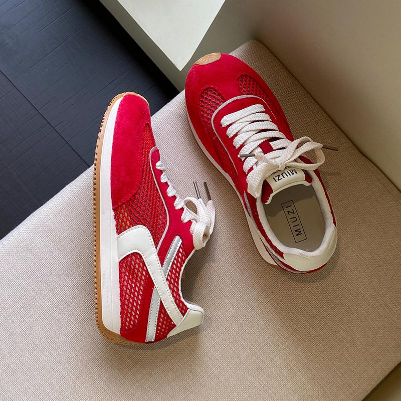 Mesh breathable German training shoes women's 2025 summer new fashion soft baseplate shoes versatile non-slip lace-up sports Forrest Gump shoes