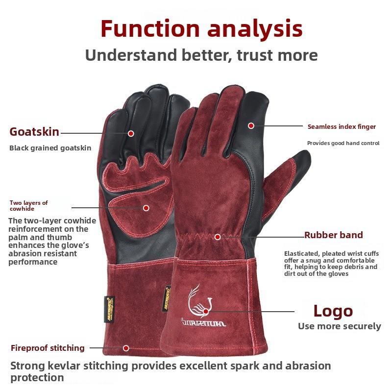 Cowhide welding gloves 832abrasion resistant high temperature and cold resistant gloves handling machinery labor protection gloves