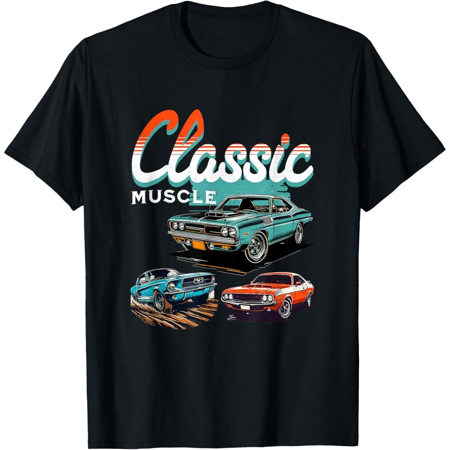 Classic Muscle Cars Retro American Vintage Car Guy Men Women T-Shirt S чёрный