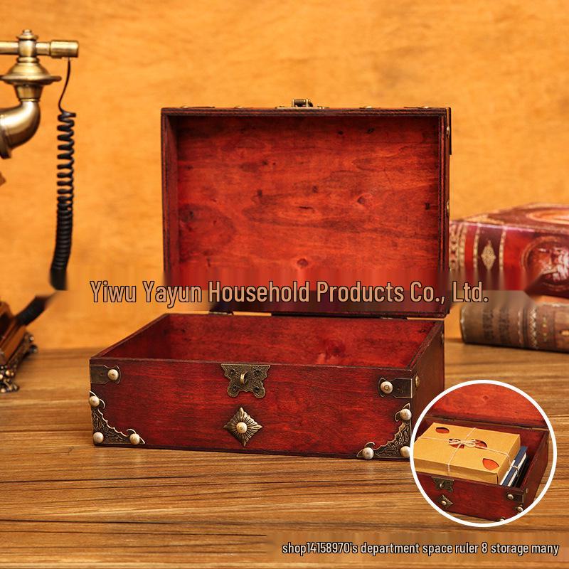 Vintage Lockable Wooden Jewelry and Storage Box with Password, Treasure Chest Escape Room Prop, Republic of China Collection Box