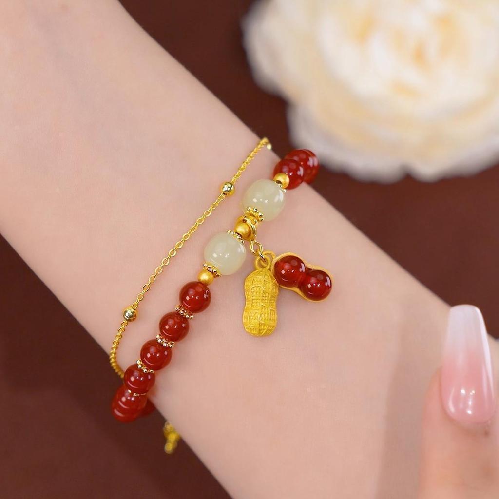 Bransoletka celebrytki internetowej modna wysoki styl lekki luksus niszowa imitacja jadeitu Hetian bransoletka biżuteria świąteczne prezenty