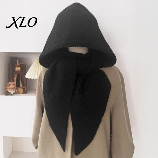 Women Winter Hat Knit Hooded Scarf Hat, Pullover Balaclava Hood, Soft Warm Ear Protection Skull Cap for Cold Weather Hood