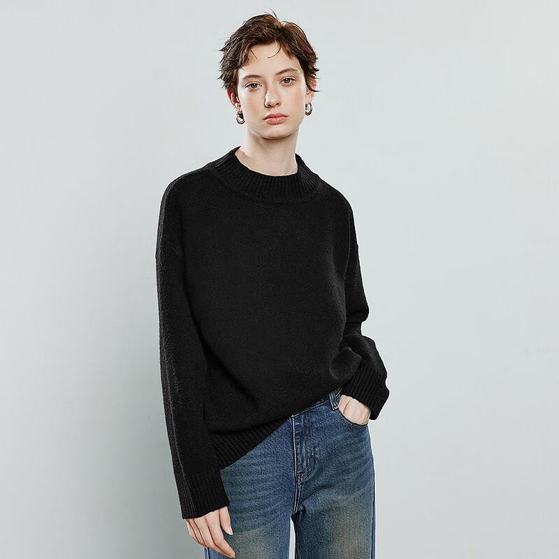 Women's Relaxed Fit Stand Collar Brushed Sweater