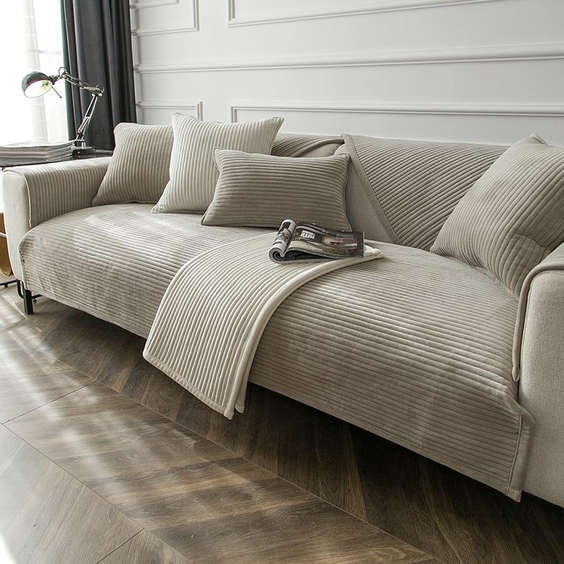 

Простая плюшевая подушка для дивана, зимняя однотонная серая утолщенная противоскользящая подушка, современный чехол для дивана 70*70cm